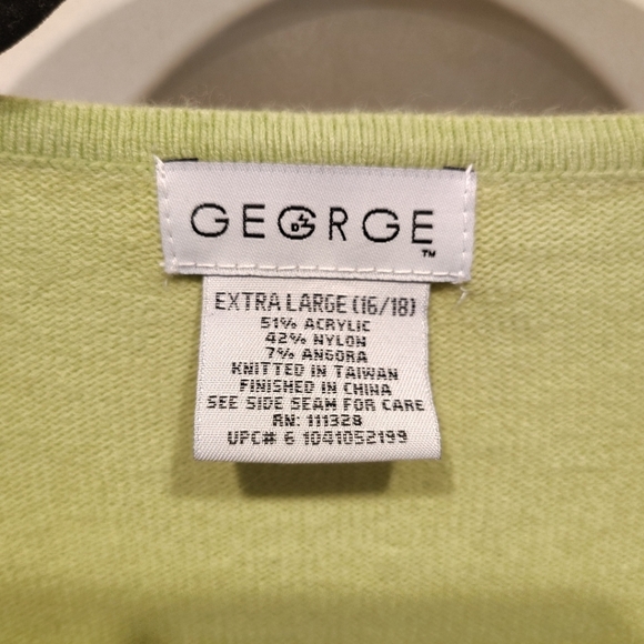 George Vintage Bejeweled Green Angora Blend Cardigan Sweater Sz XL-Y2K Fairy - Picture 2 of 7